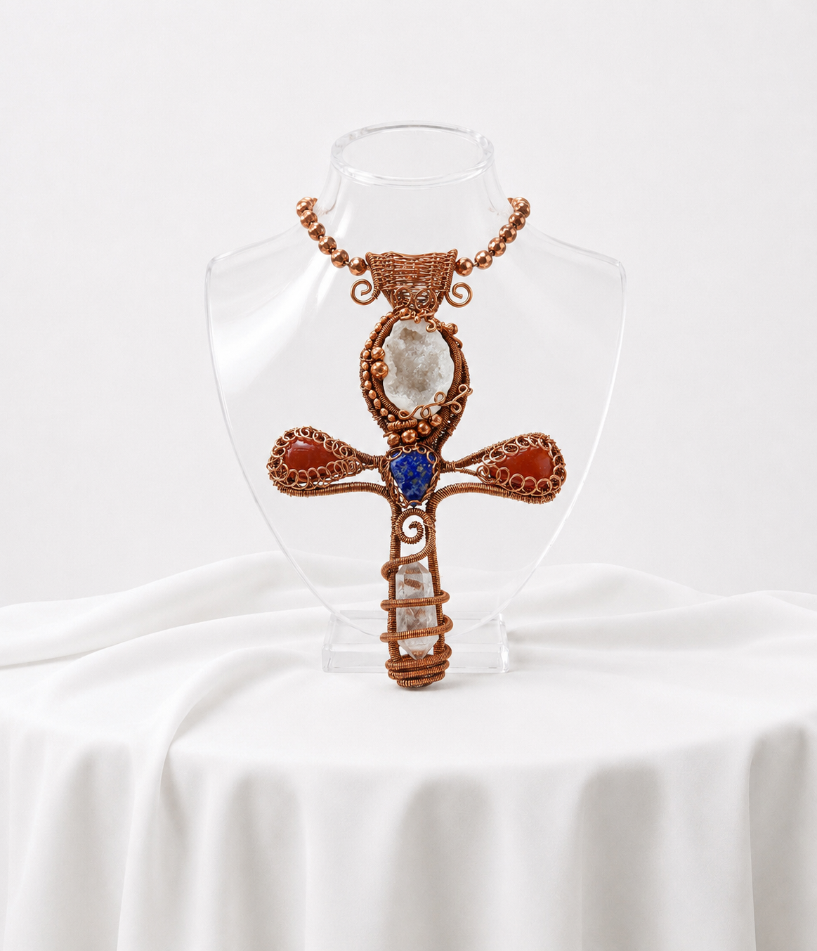 Ankh Crystal Copper Pendant